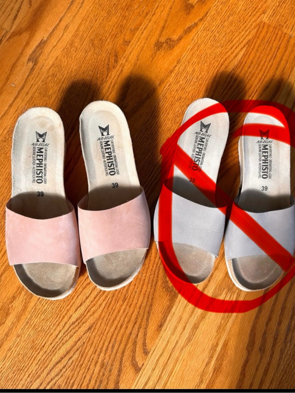 Mephisto Women's Slide Sandals - Pink and Gray 8.5